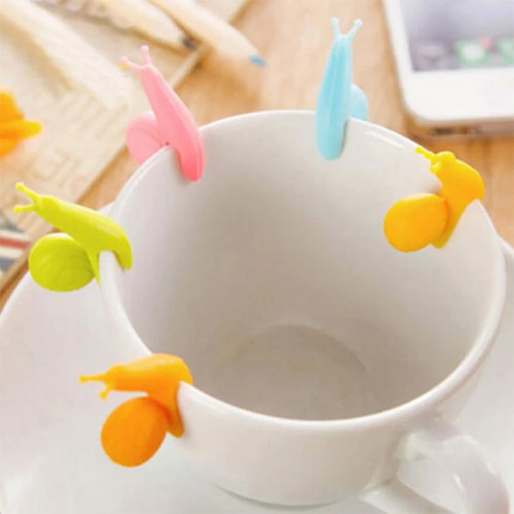 Cute Snail Shape Silicone Tea Bag Holder Cup Mug Candy Colors Gift Set